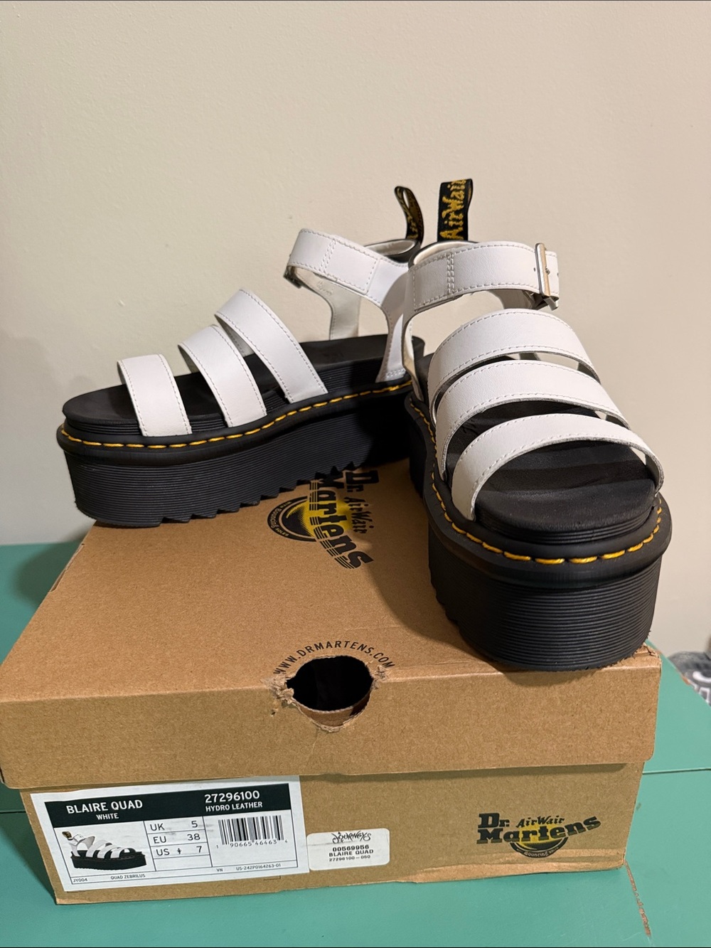 Dr. Martens Women's White Blaire Quad Platform Sandals size 7 NWT